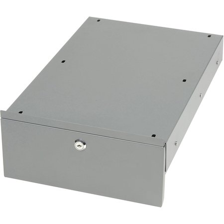 GLOBAL INDUSTRIAL Locking Steel Drawer with Divider for Plastic or Steel Carts, 10-3/4W x 18D x 4-1/2H 606797GY